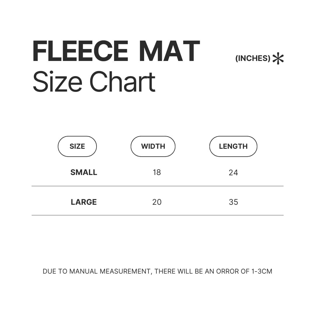 Fleece Mat Size Chart - Ashnikko Shop