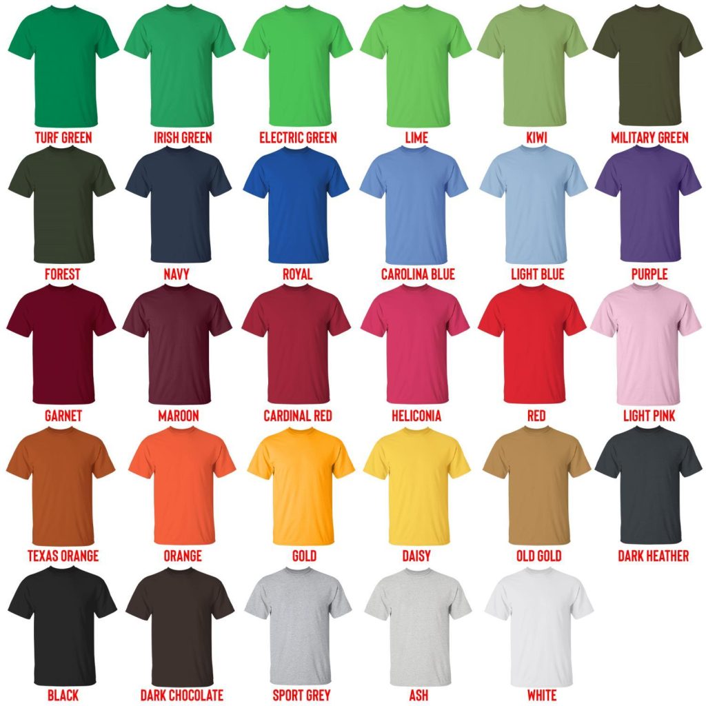 t shirt color chart - Ashnikko Shop